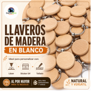 Llaveros de Madera en Blanco (12 Unidades)